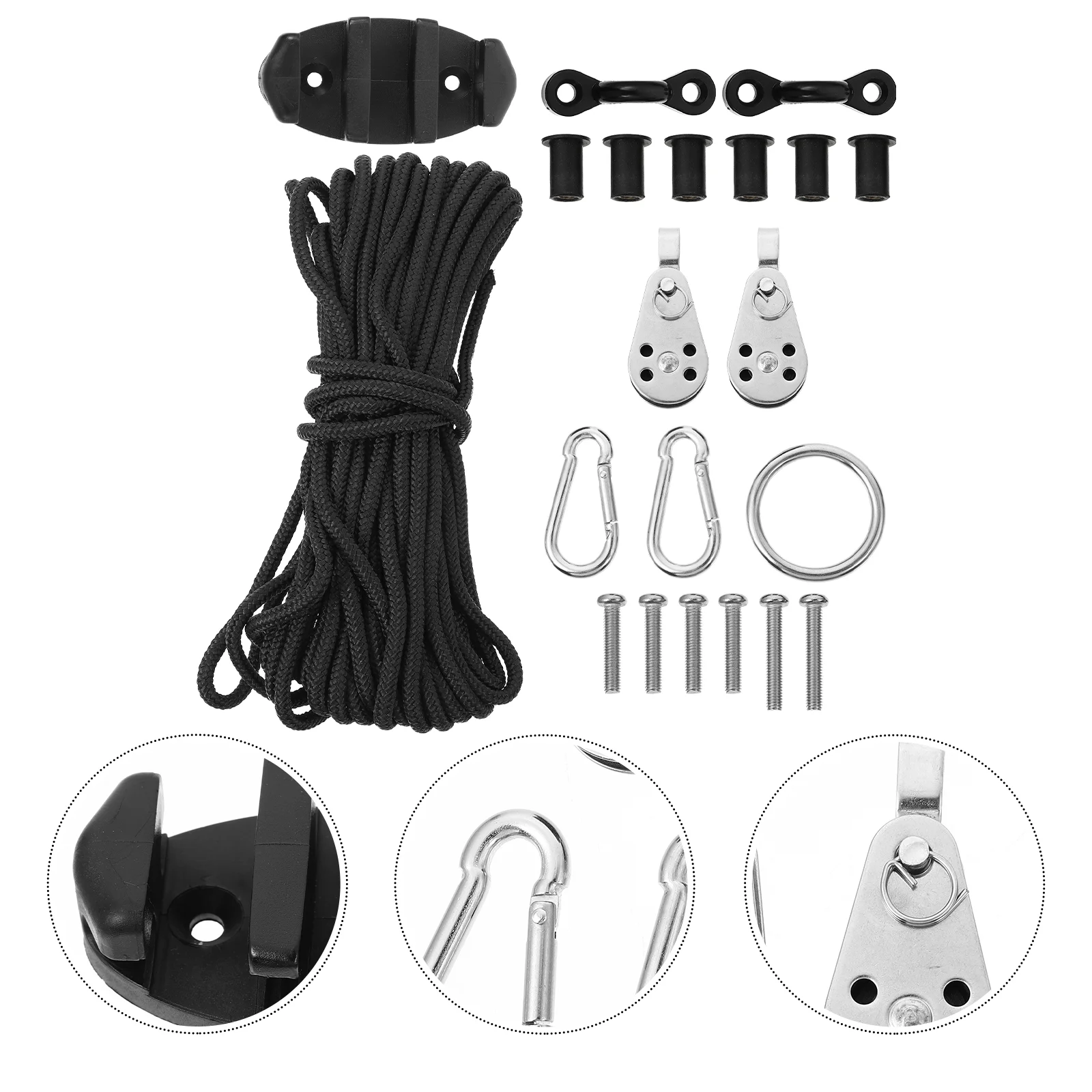 

Water Sports Kayak Canoe Anchor Trolley Kit Cleat Rigging Ring Pulleys Pad Eyes Well Nuts Screws Kayak Kayak Anchor Trolley