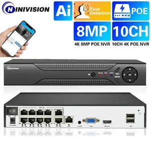 4K CCTV NVR 4CH 10CH POE Video Surveillance Recorder For IP Camera System Face Detection Email Alert POE NVR Recorder 8MP XMEYE