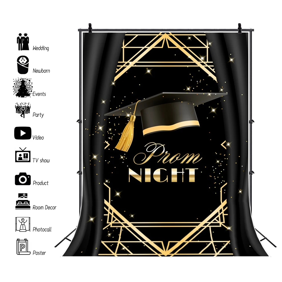 

Graduation Backdrop Black Gold Decorations Congrats Grad Background 2024 Graduation Banner for School Party Photo Booth Props