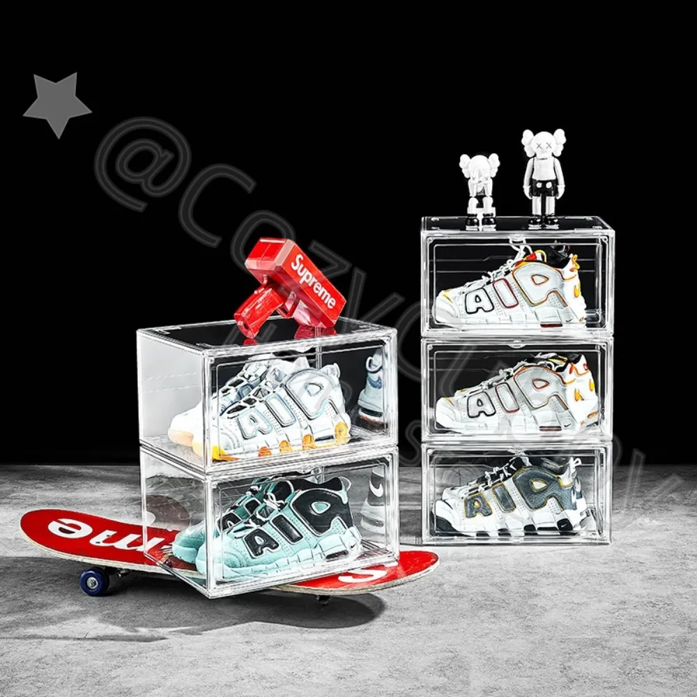 CC Shoe Box Transparent 6pcs/Set Household Thickened Stackable Dustproof Shoes Display Cabinet Organizer Simple Shoe Storage Box shoe cabinet shoe organizer