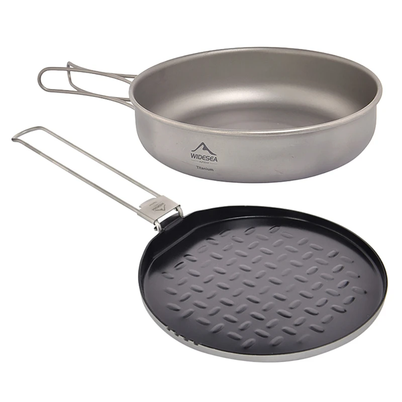 HOT SALE WIDESEA Titanium Frying Pan With Folding Handle Camping Frying