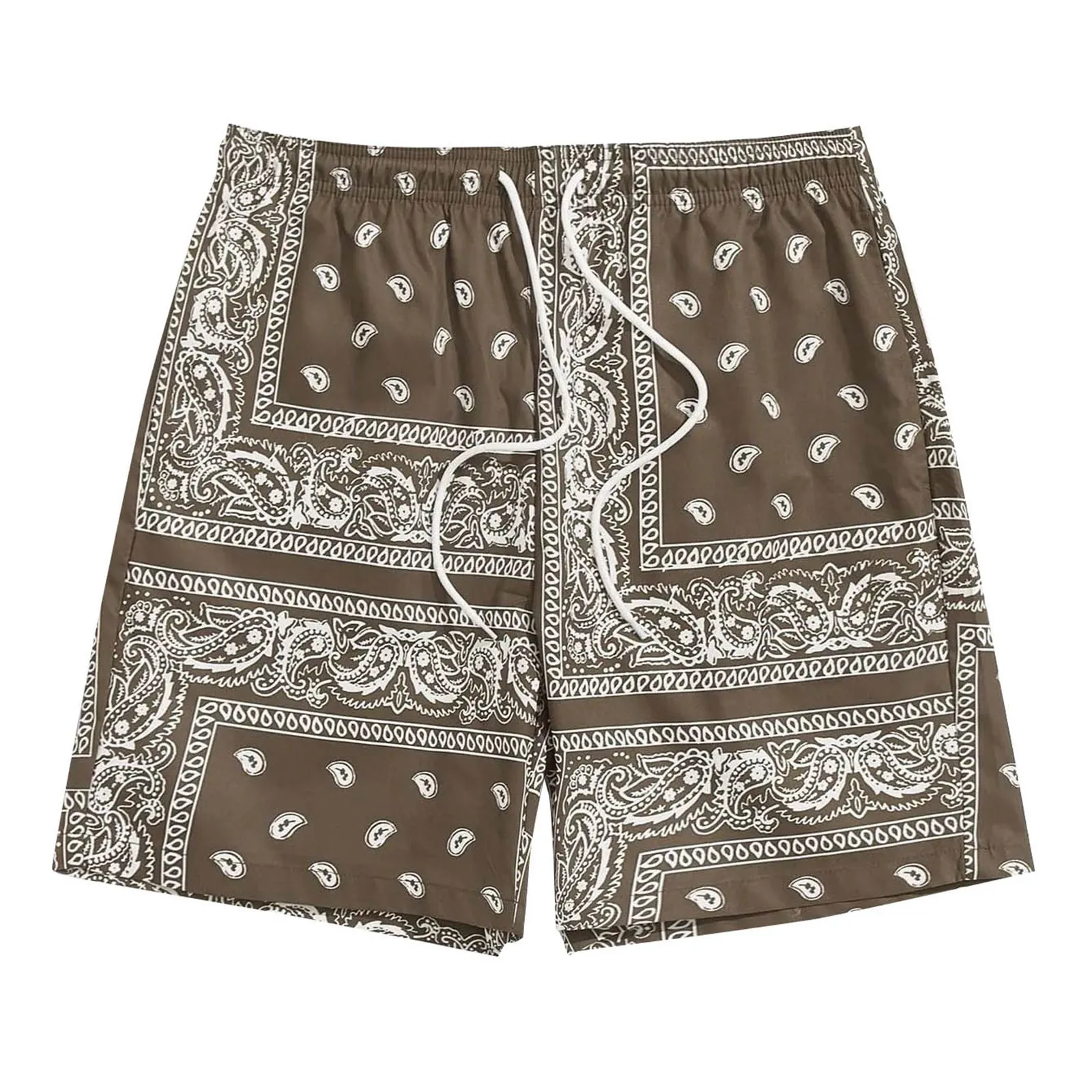 Men's Boho Drawstring Waist Shorts Paisley Print Summer Beach Shorts Fashion Shorts Men Plus Size Workout Gym Short Pants 5