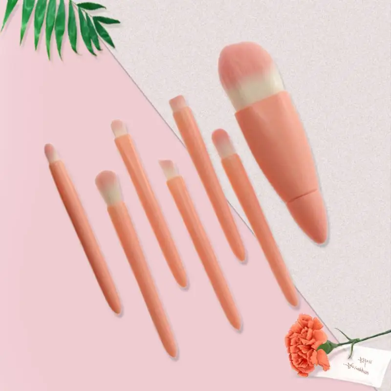 

7PCS Makeup Brush Set Foundation Brush Eyebrow Brush Smudge Brush Soft Portable Pink Face Cosmetic Makeup Tool Boxed