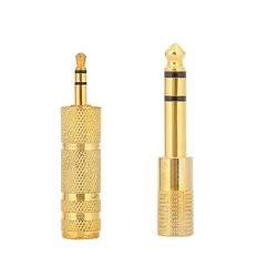 Universal Audio Adapter - Dual Size 6.5mm and 3.5mm Male Stereo Converter for Headphones and Microphones (1 pair)