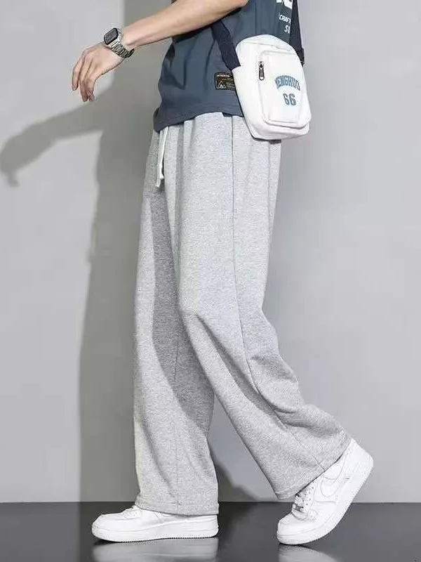 남성 캐주얼 스트레이트 레그 드로스트링 스웨트팬츠 다용도 레저 롱 트라우저 학생 스포츠 팬츠 폴리에스터 섬유 신축성