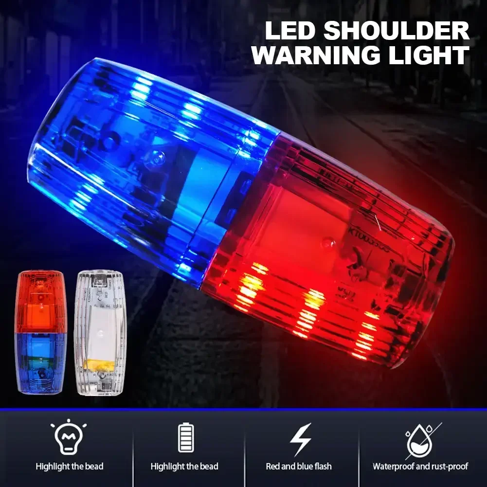 Police Light LED Red Blue Shoulder Lamp Caution Emergency Warning Safety Lights USB Rechargeable with Clip White Lighting Torch