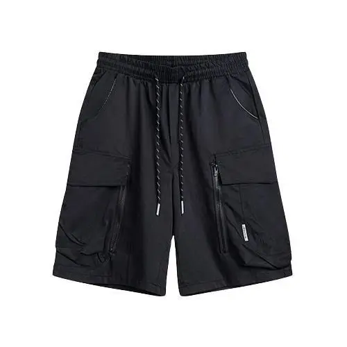 Fashion Solid Color New Flip Cover Large Pocket Loose Shorts Street Casual Korean Drawstring Elastic Waist Affordable Pants