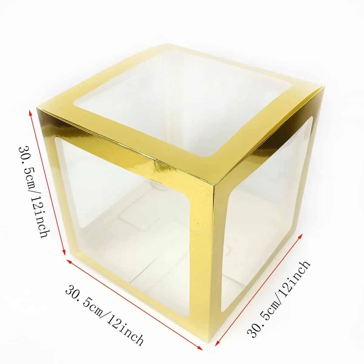 Gold White Eid Mubarak Balloon Box Decorations with EID Letter Transparent Boxes for Ramadan Muslim Festive Party Supplies