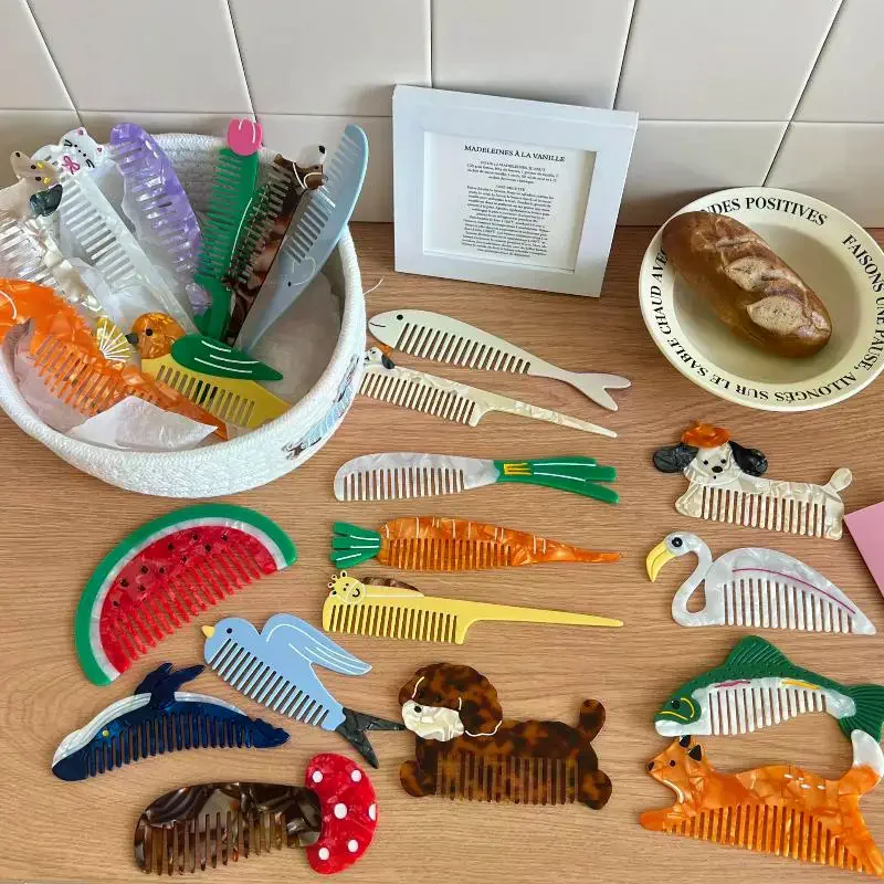 Creative Cartoon Anti-static Acetate Hair Comb Lovely Hair Care Hairdressing Combs Head Massage Hairbrush Tools Accessories