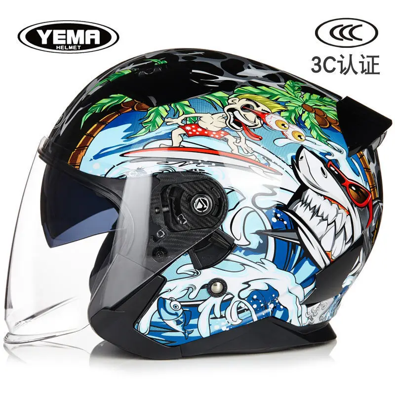 

YEMA Motorcycle Helmet Men Women Four Season Universal Anti-fog Motocross Half Helmet Warm Motorbike Riding Hat Capacete De Moto