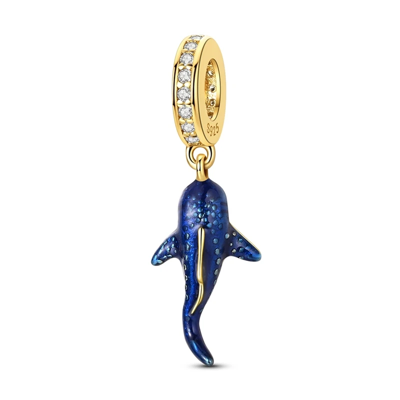 925er Sterlingsilber Gold-Serie Charms Flugzeug Pferd Welpe Elefant Perlen Anhänger passend für Originalarmband DIY Schmuck Geschenk für Frauen – Detail 16