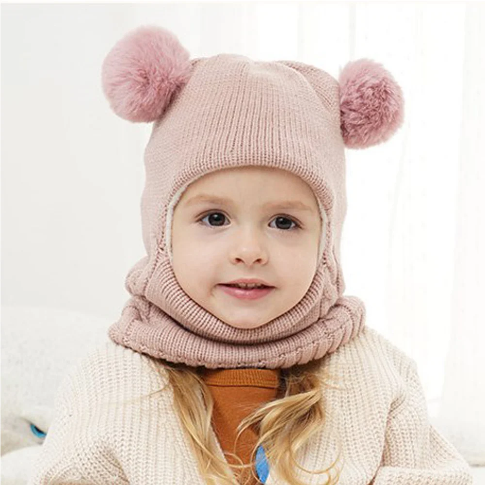 

Детский зимний Стандартный флисовый головной убор с шерстяным шарфом теплый вязаный плотный головной убор для мальчиков и девочек набор из шапки и шарфа