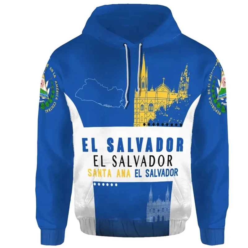thumbnail image 1 of Sudadera con capucha estilo deportivo con emblema de El Salvador, sudaderas unisex de gran tamaño, ropa de calle informal de primavera, tops de gran tamaño, jersey 4XL, 1 of 4