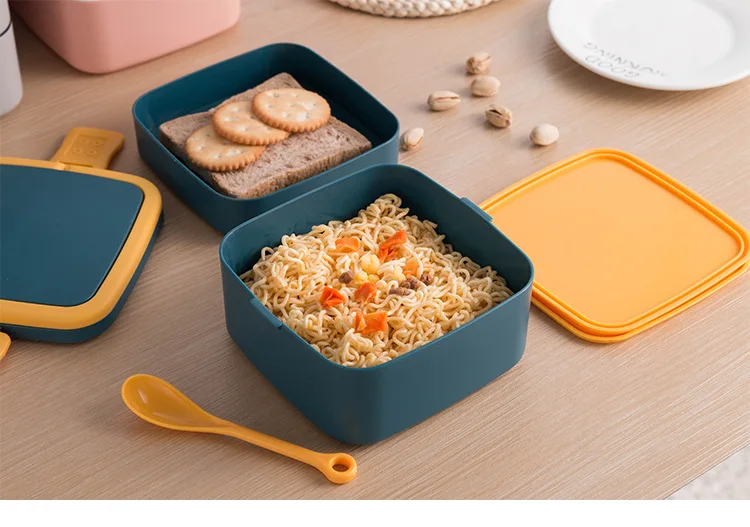 Realand Boîte à Déjeuner Bento En Silicone étanche Avec 3 Compartiments Scellés Individuellement, Passe Au Micro-ondes Et Au Lave-vaisselle, Bleu