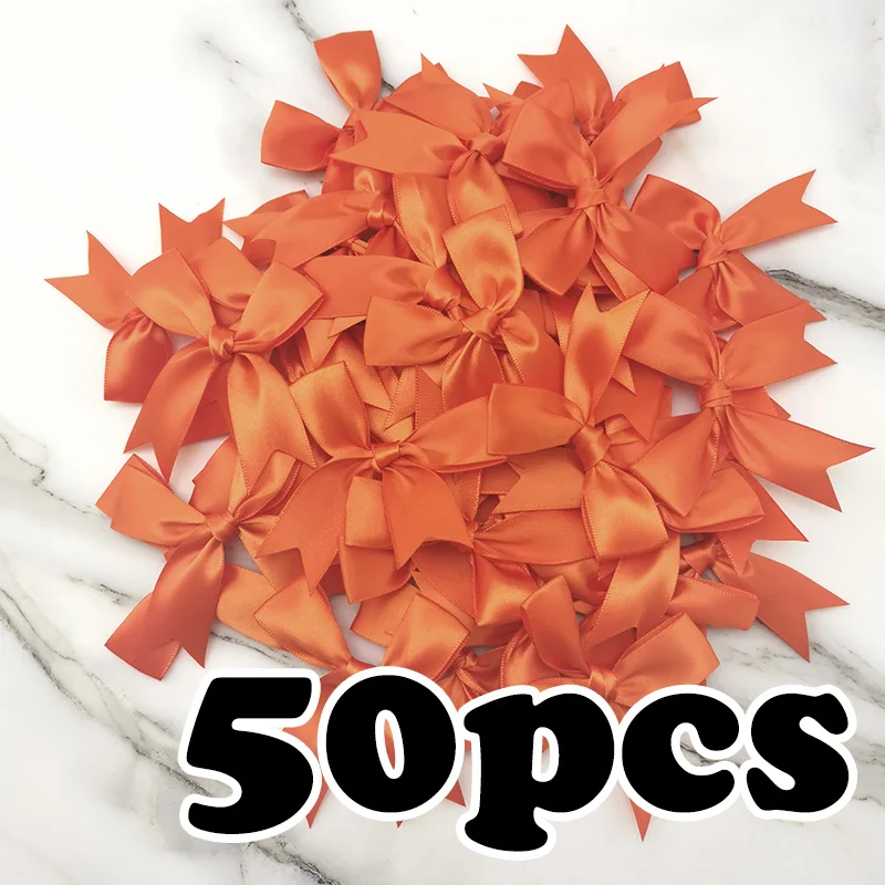 Pack of 50 Fresh Pink Satin Ribbon Bows for Floral Craft and DIY Party Decoration