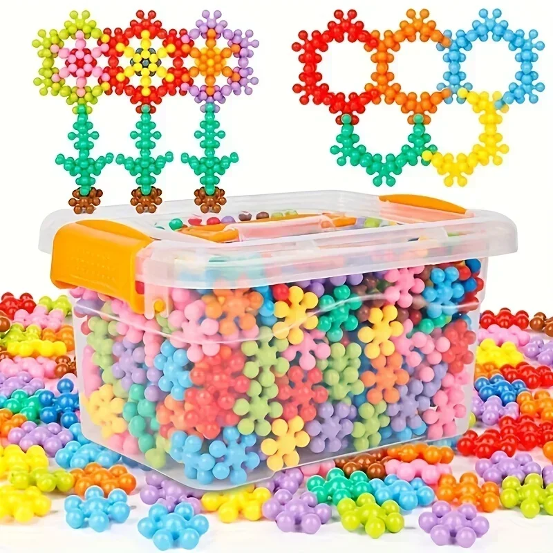 Plum Blossom Building Blocks 3D Snowflake Building Blocks DIY Interlocking Puzzle Education Plastic Assembly Toys
