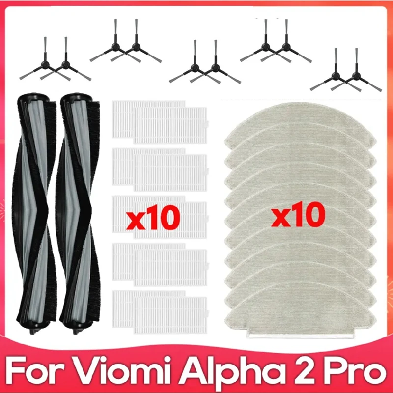 

Parts Accessories For Viomi Alpha 2 Pro / V5 Pro / V-RVCLM27B / V-RVCLM40B Vacuum Cleaner Main Side Brush Filter Mop