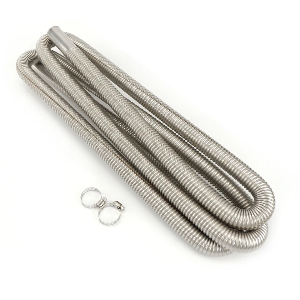 QISF Tubo Scarico Riscaldatore Diesel 300 Cm – Acciaio Inox 25mm Con 2 Morsetti – Per Auto, Furgoni, Generator - 3