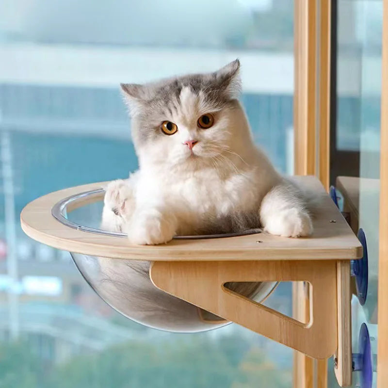 

Solid Wood Cat Hammock Cat Nest Pet Window Glass Cat Hanging Bed Hanging Suction Cup Cat Capsule Climbing Frame Balcony