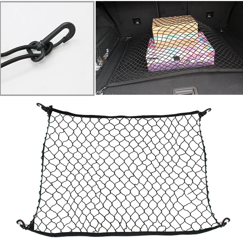 Cheap 1 Pcs 70*70cm Car Trunk Net Boot String Mesh Elastic Nylon Rear Back  Cargo Trunk Storage Organizer Luggage Net Holder MYY