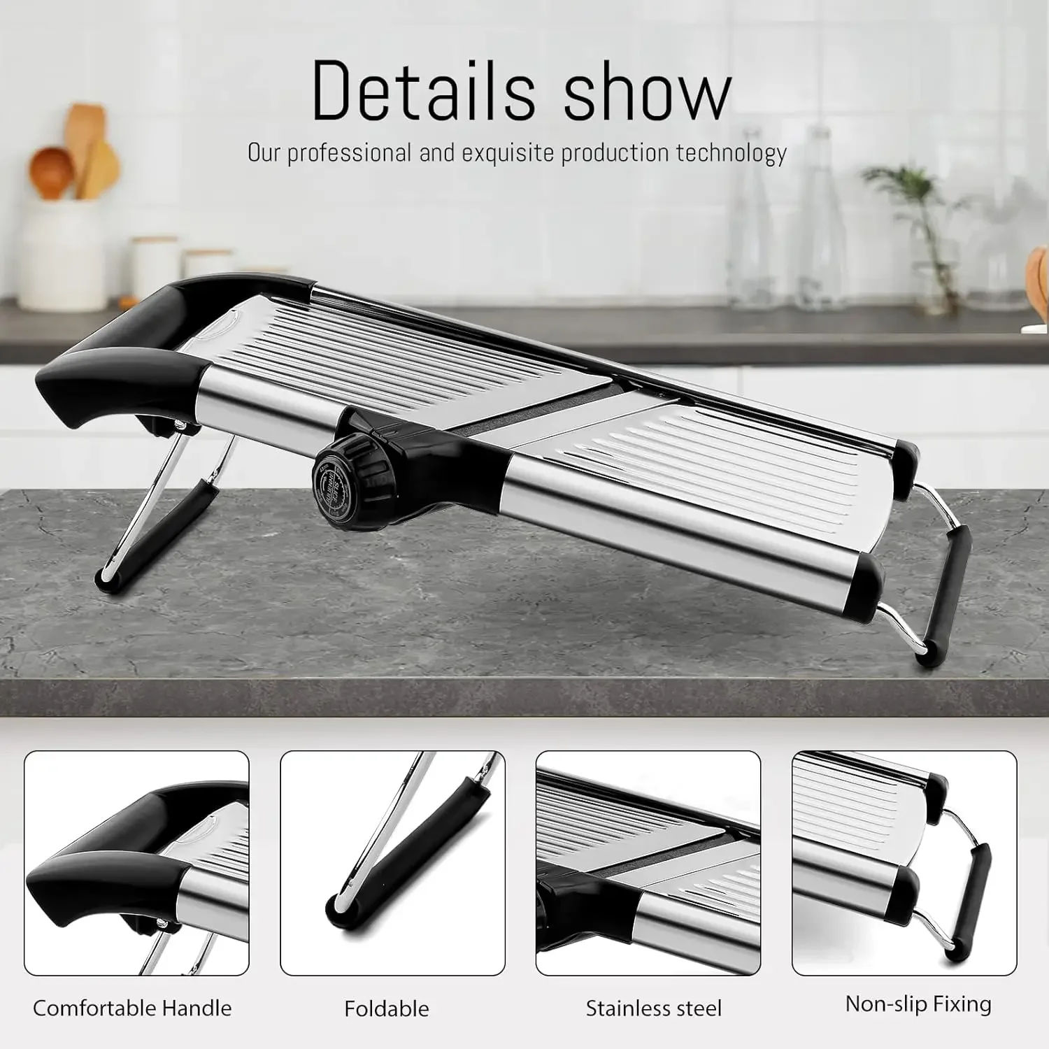 Mandoline Food Slicer, Adjustable Mandoline Slicer for Kitchen, Stainless Steel Mandolin Vegetable Chopper for Potato/Tomato 3