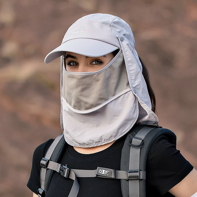 Outdoor Hiking Hat Summer Protective Baseball Hat Men Removable Hat Protect Face Neck Cover Ear Flap Quick Drying UV Protection Undefine Nasi