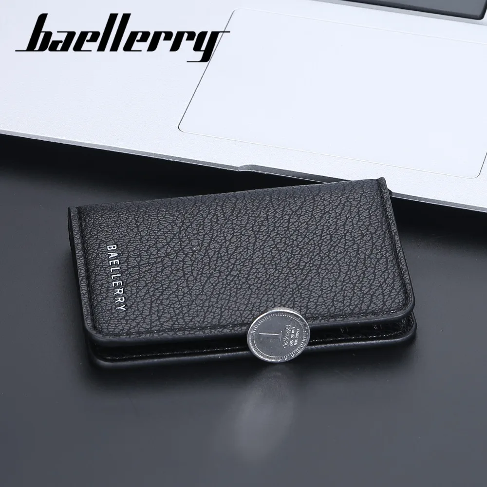 Baellerry Men's Slim Business Wallet RFID Blocking Compact Front Pocket 6+ Card Slots PU Leather