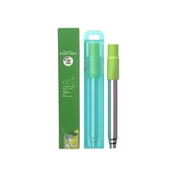 Eco - Friendly Reusable Telescopic Stainless Steel Straw with Silicone Tip (Green)