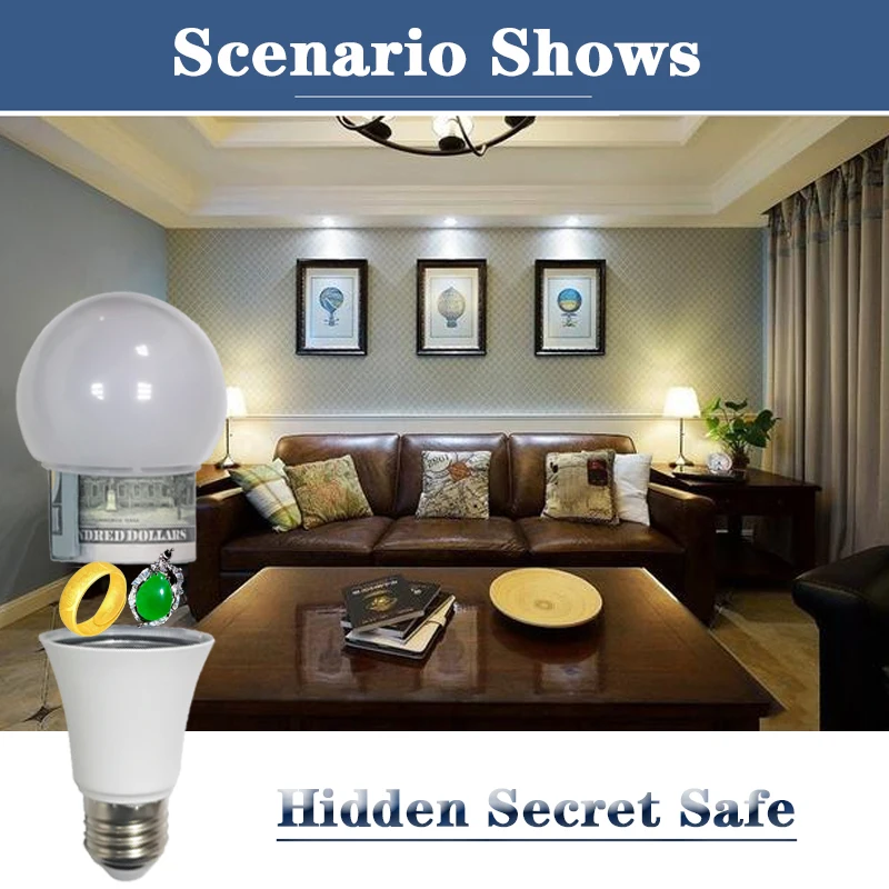 Sight Secret Safe Light Bulb Stash Can Safe Container Hiding Spot Private Money Hidden Storage Secret Compartment