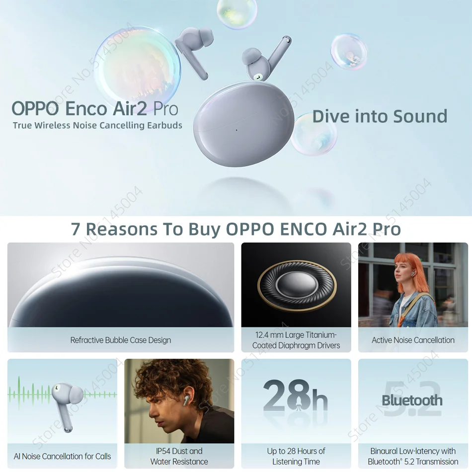 OPPO ENCO Air 3 TWS Earphone Wireless Bluetooth 5.3 Earbuds AI Noise  Cancelling 25 Hour Battery Life IP54 For OPPO Reno 9 Pro - AliExpress