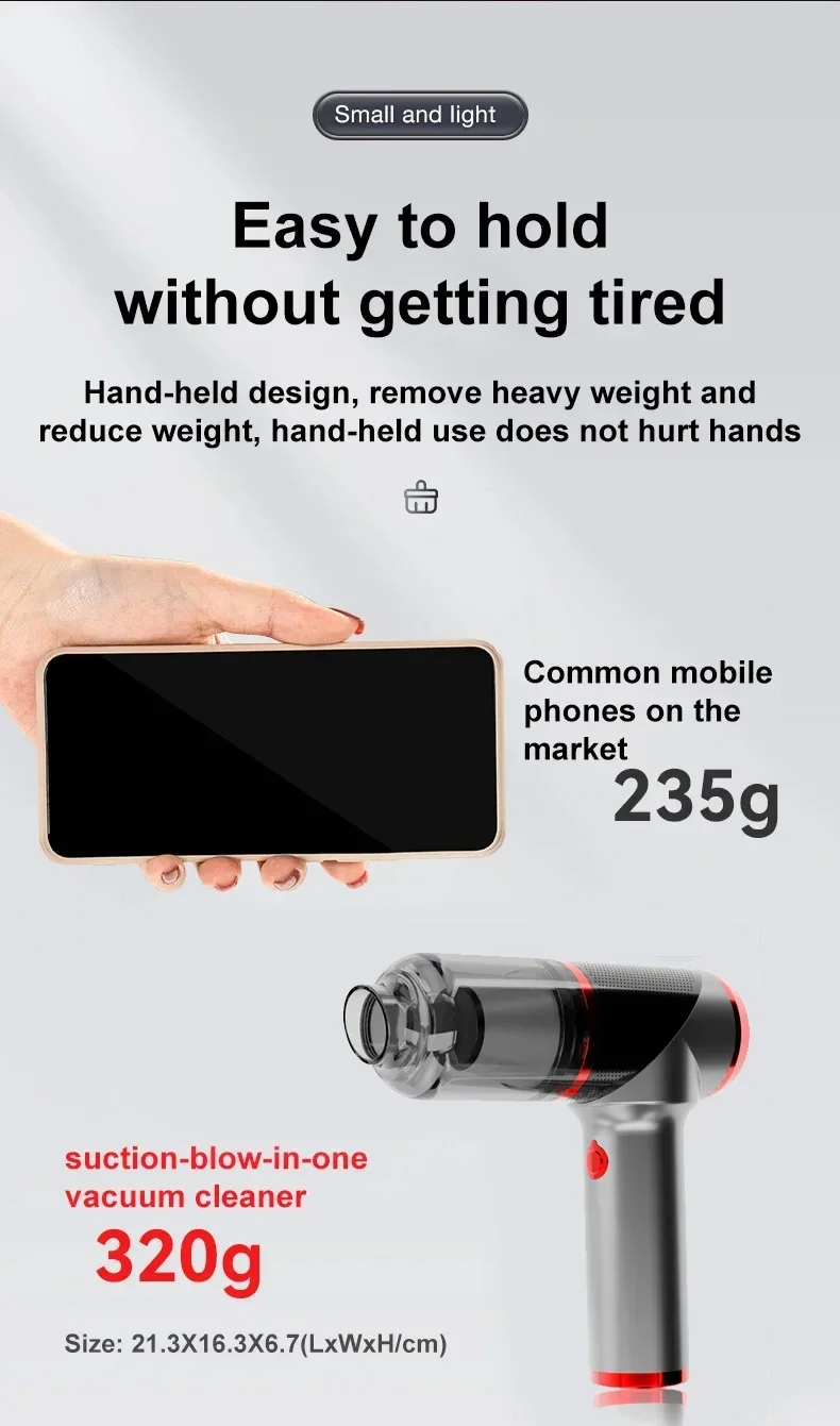 Vacuum functionality demonstration for keyboard, computer, and car interior cleaning.