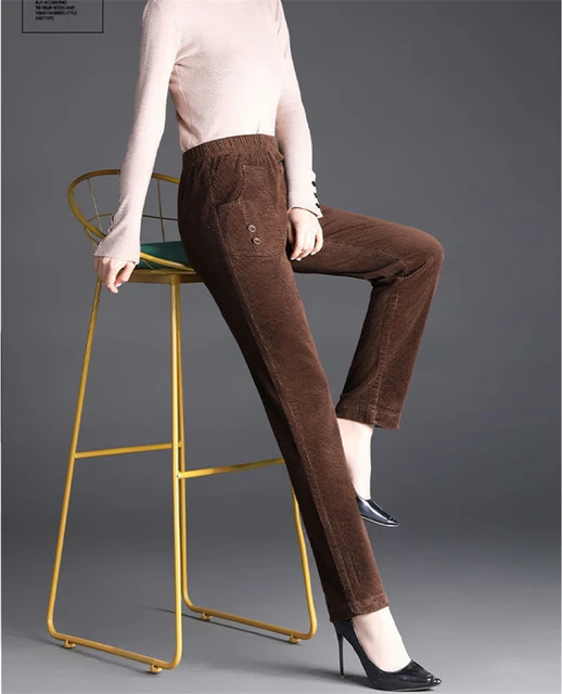 Mamma Velluto Dritto Pantaloni Alla Caviglia Donna Casual di