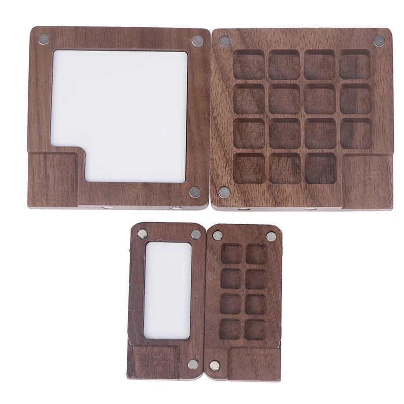 Portable Watercolor Palette Paint Box Handmade Empty Box Mini Black Walnut Palette Acrylic Paint Portable Watercolors