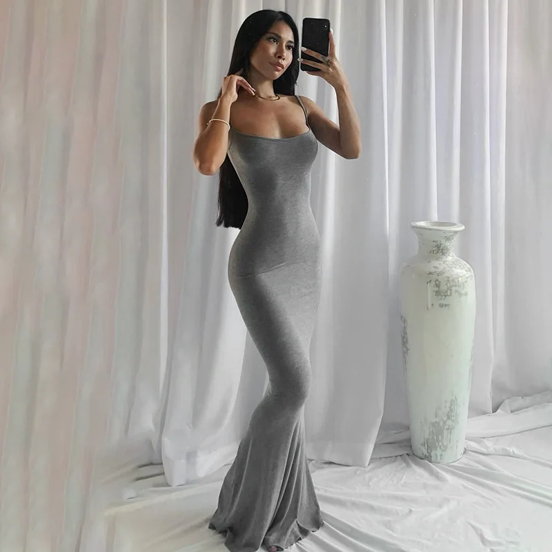 Satin Slip Sleeveless Backless Slim Sexy Maxi Dress Women Party Y2K Concise Bodycon Elegant Clothing 2022 Spring Skinny Dress maternity dresses