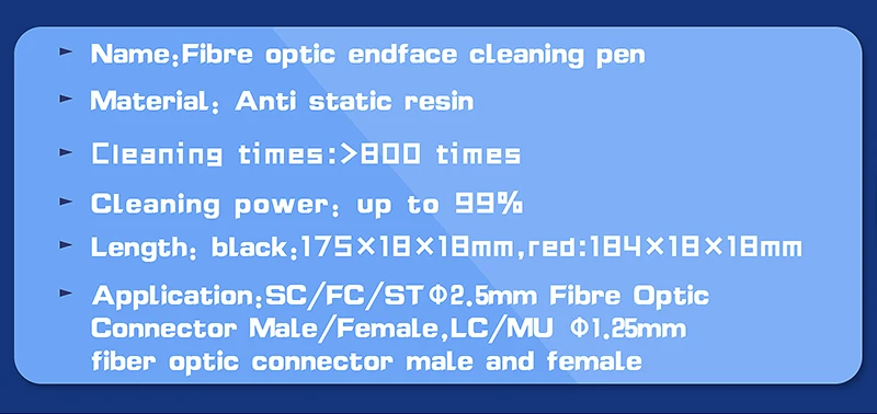 FTTH Optical Fiber cleaning pen tool 2.5mm LC MU 1.25mm SC FC ST LC Connector Op