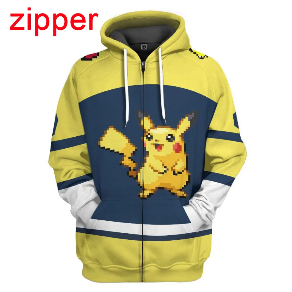 

Pokemon Series Pikachu 2024 Spring and Autumn New 3D Printed Zipper Hoodie Street Leisure Sports Role Playing Unisex Pullover