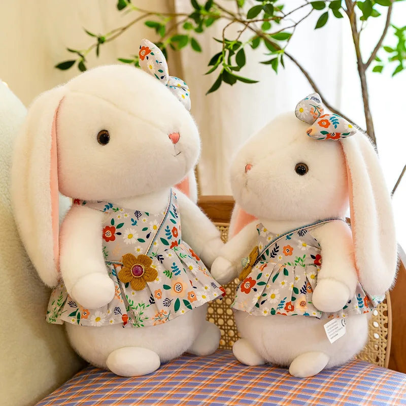 30CM Lovely Rabbit Plush Toys Stuffed Soft Kawaii Floral Skirt Rabbit Dolls for Children Girls Valentine Birthday Gifts