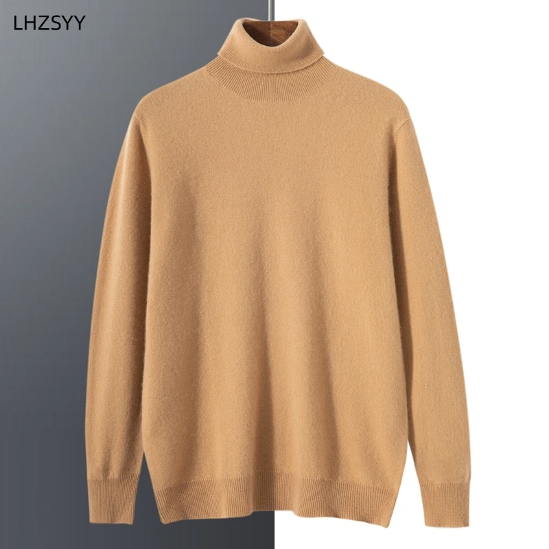 Autumn Winter New 100% Cashmere Sweater Men's turtleneck  Turtlenecks Knit Pullovers Youth Loose Warm Business Casual Solid Top 6
