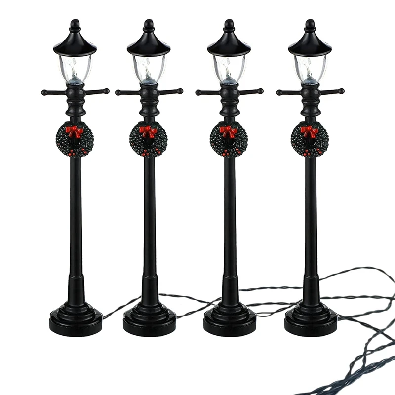 

8Pcs Mini Christmas Lamp Post Train Lamp Miniature Decorative Street Light For DIY Dollhouse Village Pathway B012