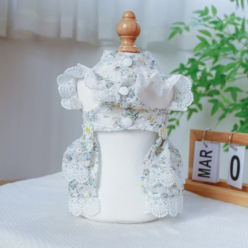 

Dog Dress Pet Summer Camping Walking Dress Pet Dress Dog Flower Lace Skirt Cats Dress Dog Clothes for Small Dogs Girl