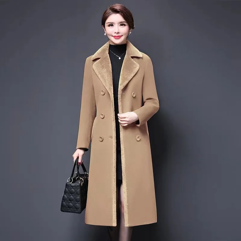 

Women Coat Winter Long Overcoat Woolen Coat Loose Double-Breasted Thick 2023 New Female Outwear Manteau Femme Hiver Elegant