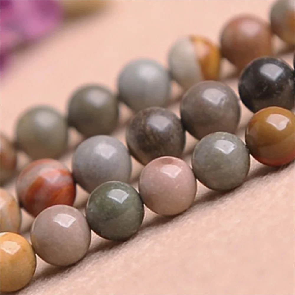 

Natural 4-12mm Ocean Jaspers Smooth Round Loose Stone Beads for Jewelry Making DIY Necklace Bracelet Earstuds Accessories