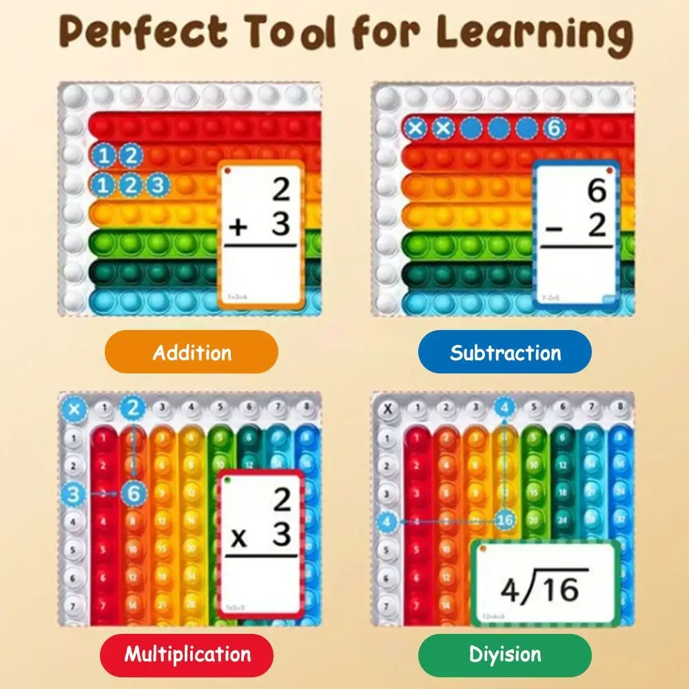 Times Table Chart Multiplication Flash Card with Multi-Math Cards Learning Tool Pop-It Math Fidget Toy Preschool Education 3