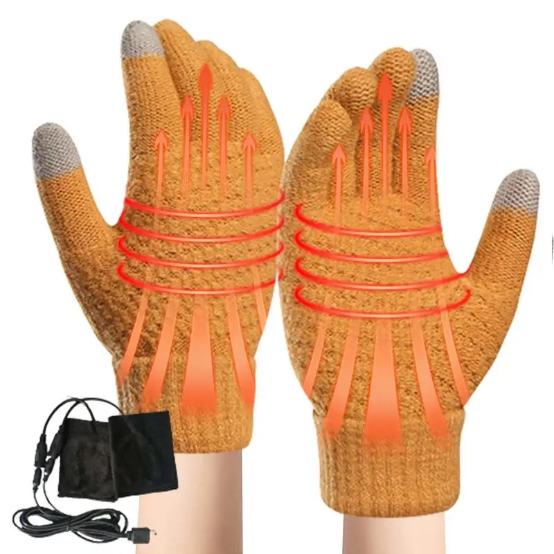 

Heated Gloves USB Velvet Heating Mittens USB Powered Touchscreen Winter Hands Warm Gloves For Males Men Females Women