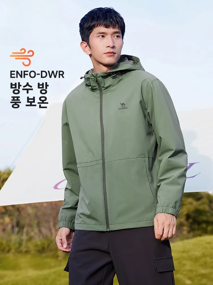 카멜 스포츠 재킷 후드 아우터 남성 여성 새로운 양털 따뜻한 야외 방풍 방수 단일 레이어 등산복