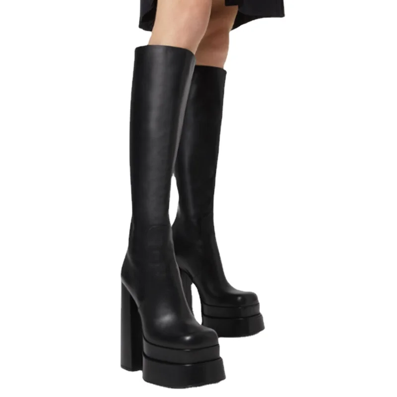 

Ladies' New Thick-soled Boots, High-heeled Knee-high Boots, European and American Fashion Party Women's Catwalk Boots