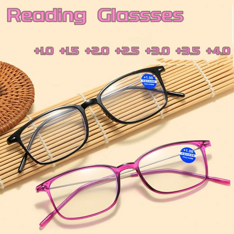 

Vintage Square Anti-blue Light Ultralight Reading Glasses Men Women Farsighted Eyeglasses TR90 Presbyopia Eyewear Diopters