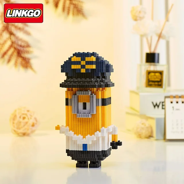 Linkgo Minion Connection Building Blocks Dave Stuart Funny 3D Model Anime Minions Mini Brick Figure Toy For Christmas Gift 3