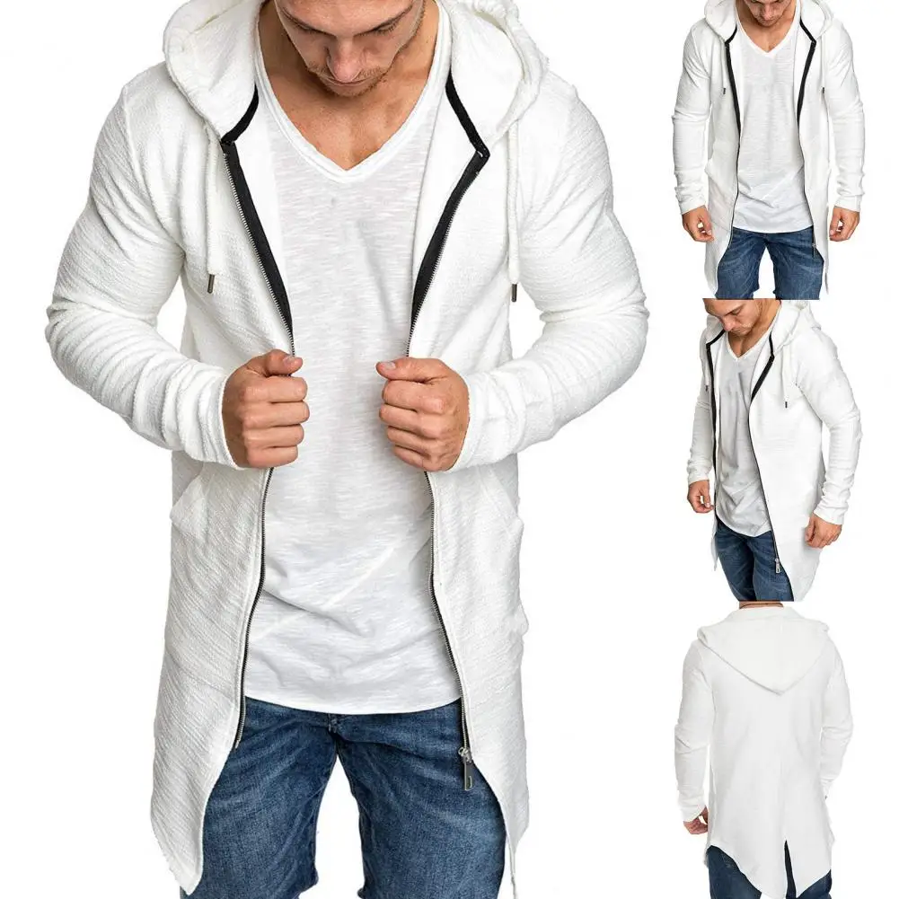 Trendy Men Coat All Match Coat Solid Color Long Spring Jacket  Cardigan