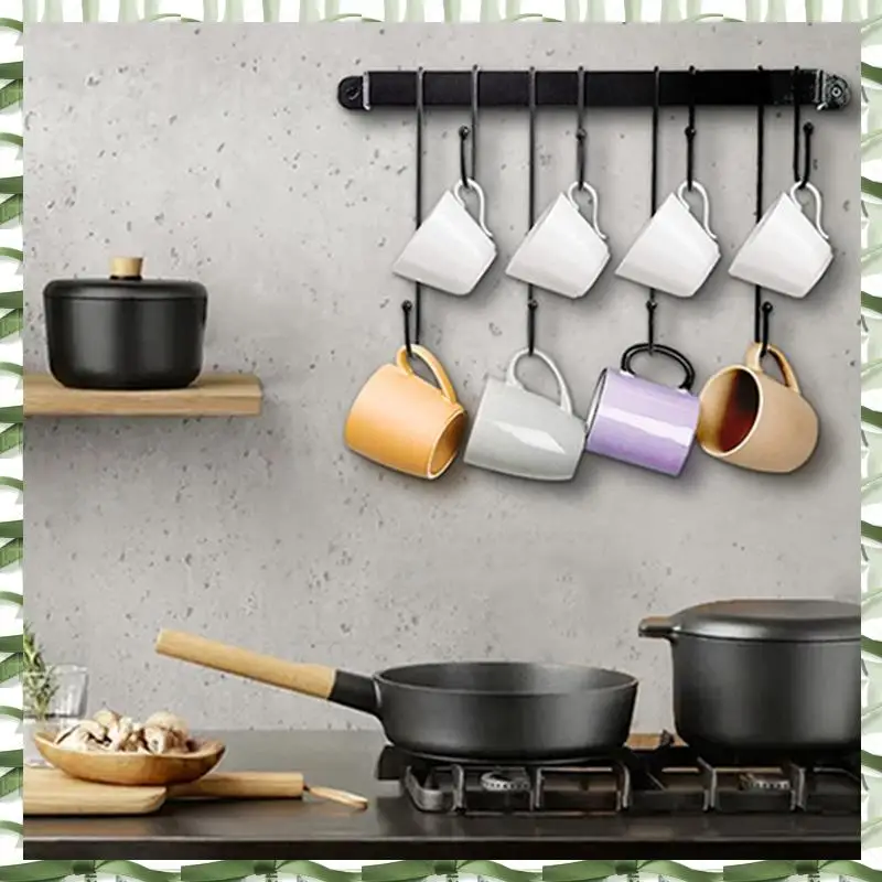 Coffee Mug Holder For Wall 17-Inch Coffee Bar Cup Hanger Hooks Hanging Cup Rack Storage Organizer 2Pcs Durable